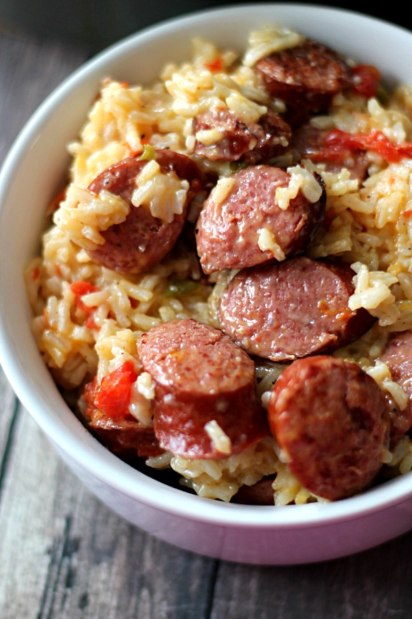 Cheesy Sausage and Rice Skillet - Life With The Crust Cut Off