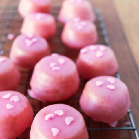 Glazed Strawberry Cake Bites
