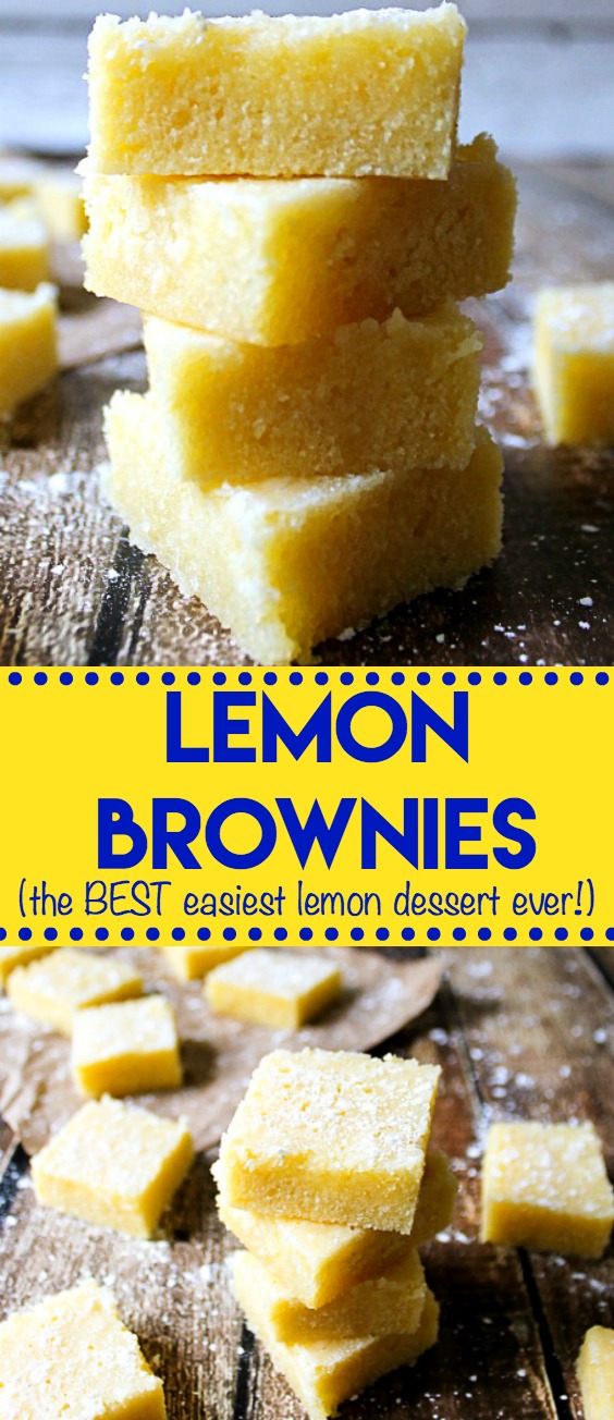 Lemon Brownies are the absolute BEST dessert. Perfect lemony flavor and a glaze to die for, these are my favorite easy dessert!