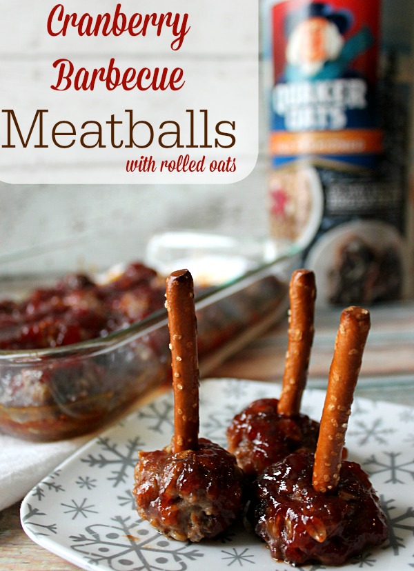 Cranberry Barbecue Meatballs with Rolled Oats