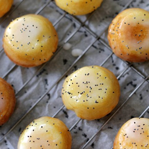 Lemon Poppy Seed Glazed Cake Bites