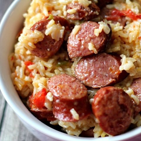 Cheesy Sausage and Rice Skillet