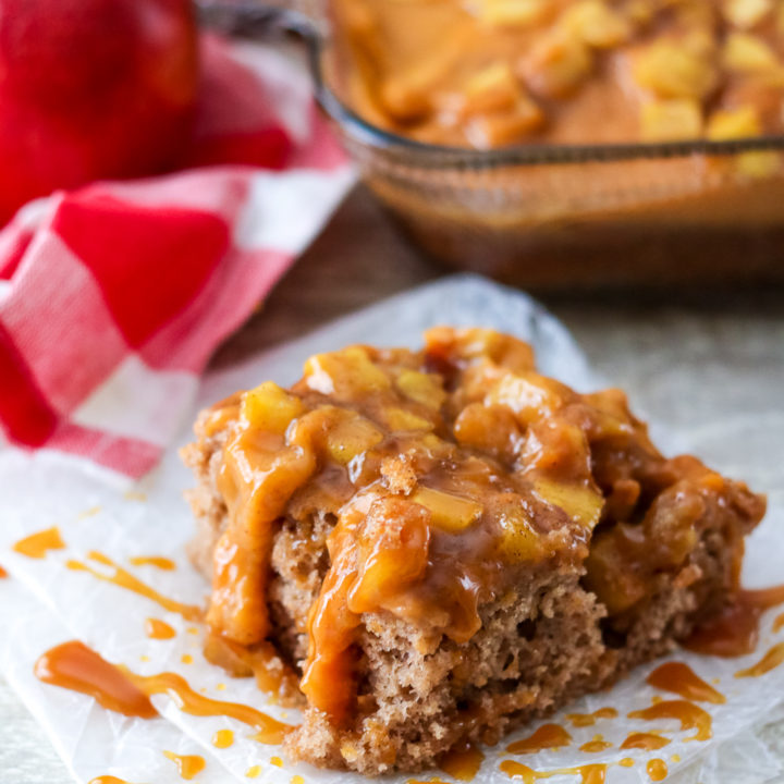 Spiced Caramel Apple Poke Cake