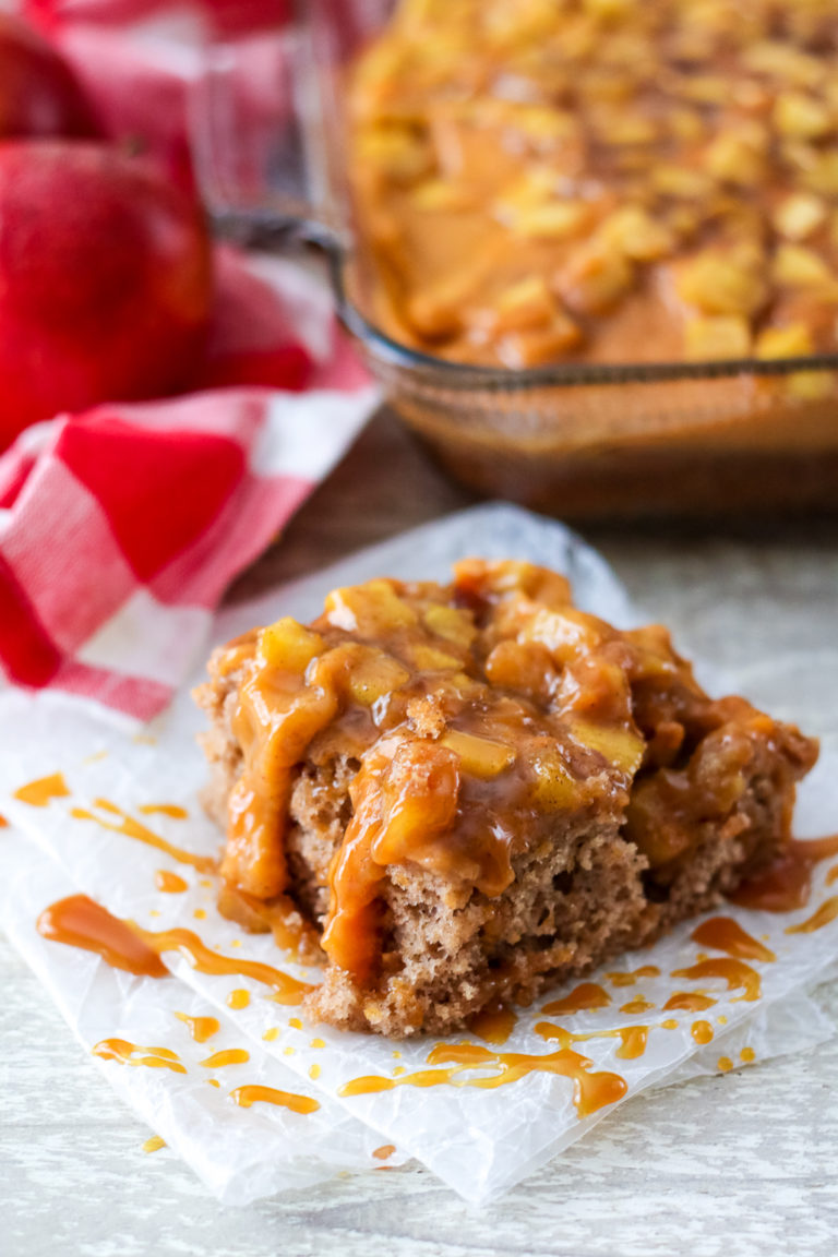 Spiced Caramel Apple Poke Cake