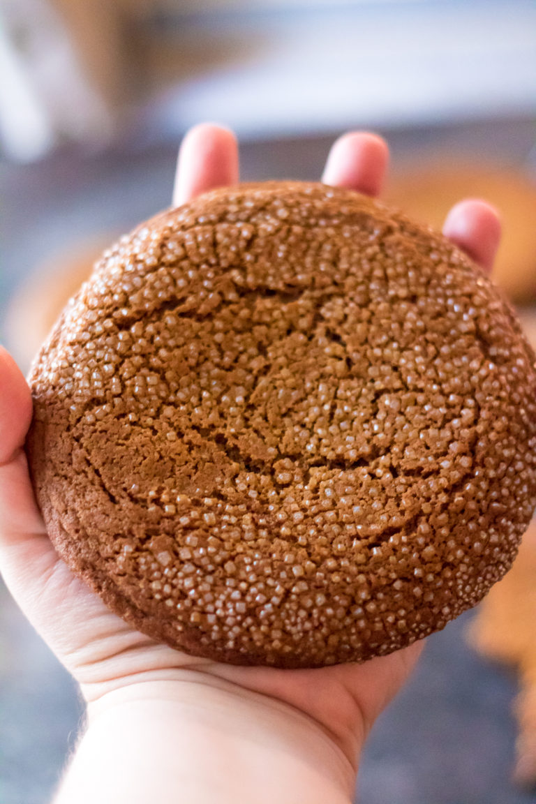 Giant Chewy Molasses Cookies are full of flavor, easy to make and a family favorite! They are a staple during the holidays. Perfectly spiced and chewy!