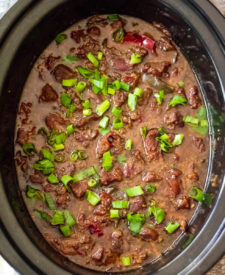 Slow Cooker Teriyaki Beef is the perfect easy weeknight meal! Full of flavor and just five ingredients, this has become a favorite weekly dinner!