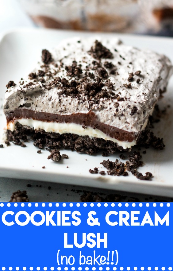 Cookies & Cream Lush is the ULTIMATE no bake dessert. Each layer is bursting with creamy, crunchy cookies & cream flavor!