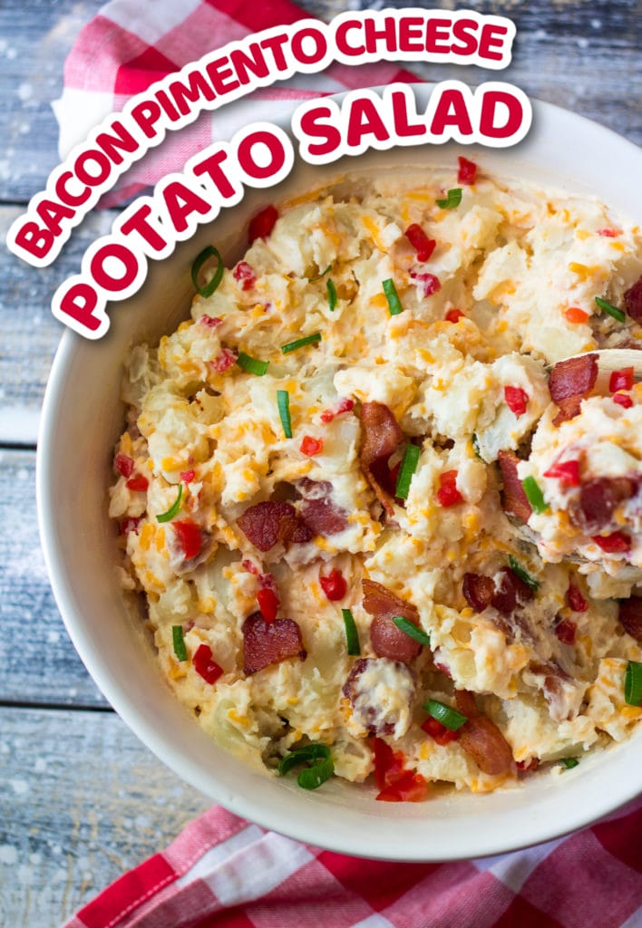 Pinterest Pin of Bacon Pimento Cheese Potato Salad