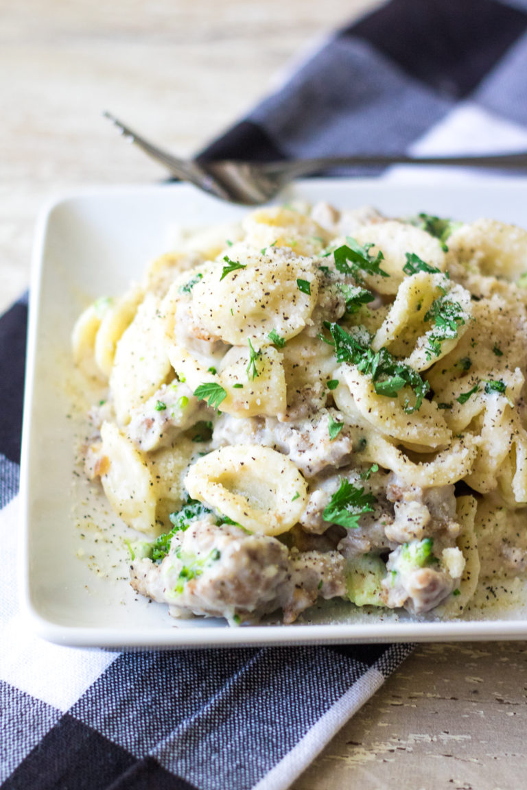 Creamy Sausage and Broccoli Orecchiette