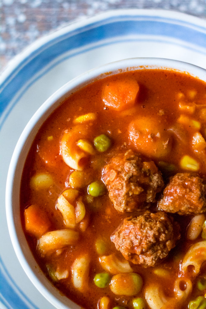 Meatball Vegetable Soup is the ultimate comfort food. Tender meatballs, your favorite veggies and pasta simmered in a delicious tomato base, yum!