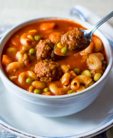 Meatball Vegetable Soup is the ultimate comfort food. Tender meatballs, your favorite veggies and pasta simmered in a delicious tomato base, yum!