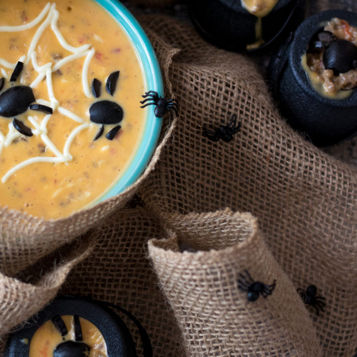 Spooky Spider Sausage Queso