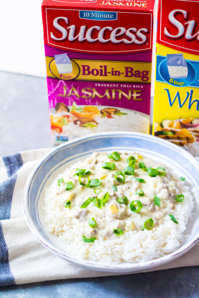 Cheesy Green Chile Beef & Rice is the perfect, easy, quick dinner that everyone will love! Full of flavor but not too spicy it is a crowd pleaser!