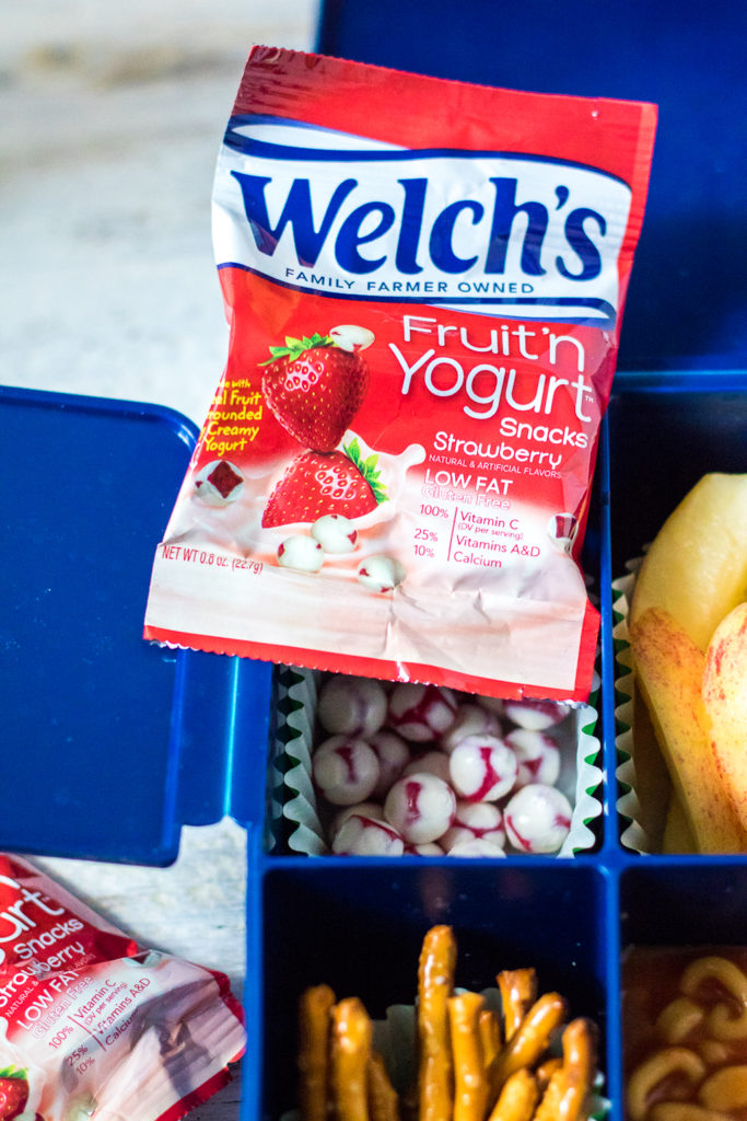Make back to school fun with this cute First Day Of School Lunch with a special treat, Welch’s Fruit ‘n Yogurt Snacks! The perfect back to school snack!