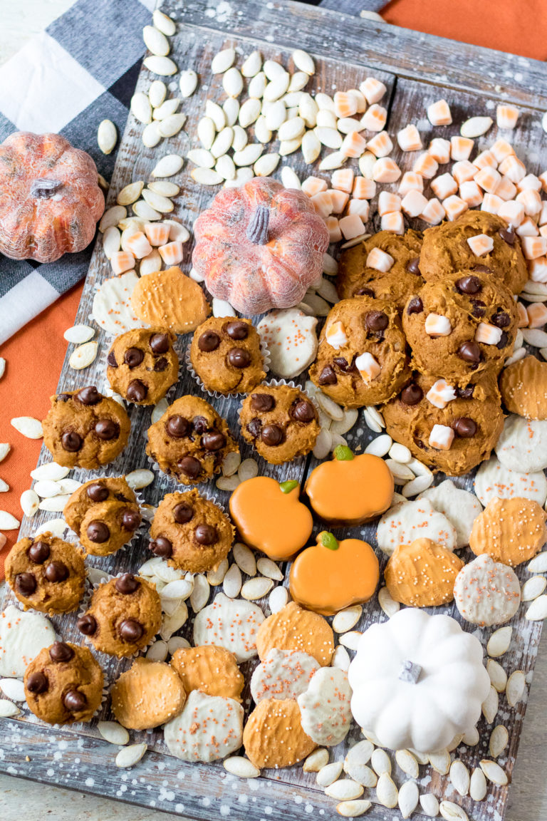 Fall Dessert Tray is gorgeous and loaded with fabulous treats like these Three Ingredient Chocolate Chip Pumpkin Cookies, yum!