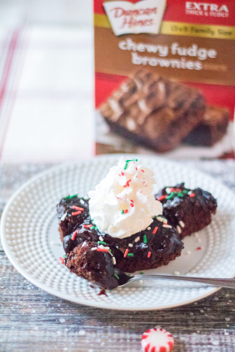 Peppermint Hot Chocolate Brownie Cake