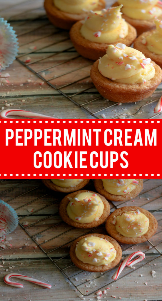 Peppermint Cream Cookie Cups are a quick, easy, festive treat you'll love making for the holidays. The peppermint center make them the perfect sweet treat!