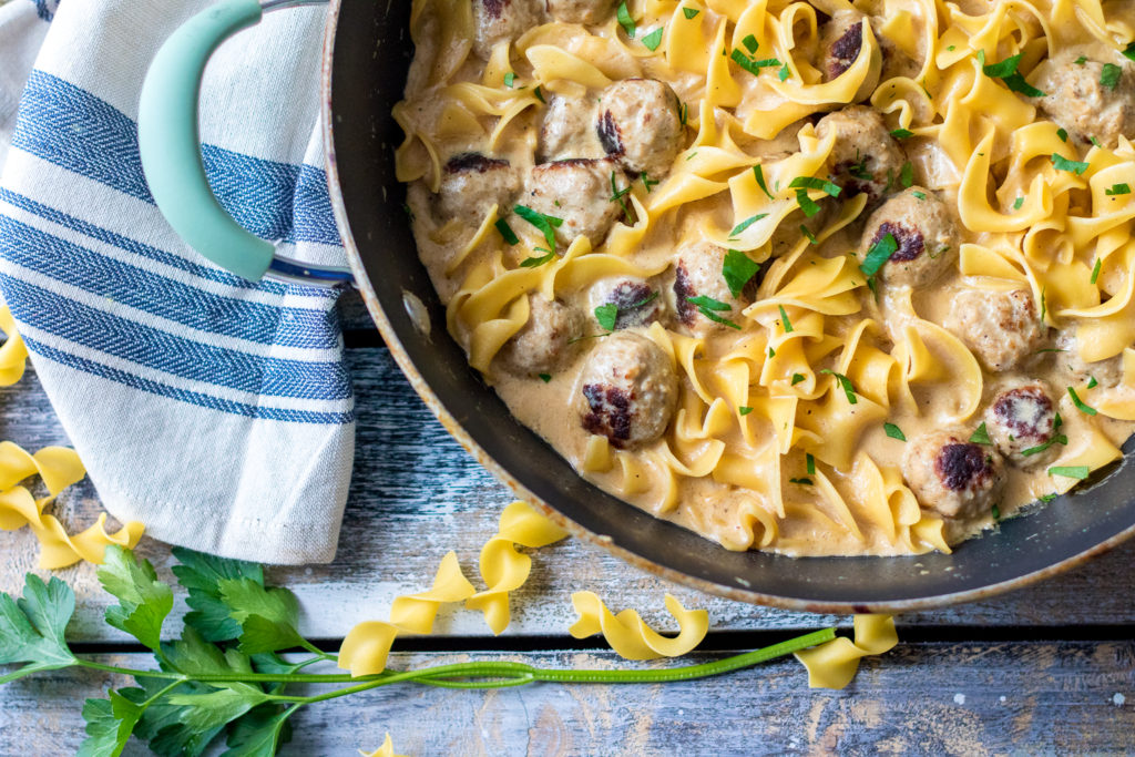 Skillet Swedish Meatballs are a hearty, comforting one pot wonder you will want to make for dinner every week! So easy and delicious.