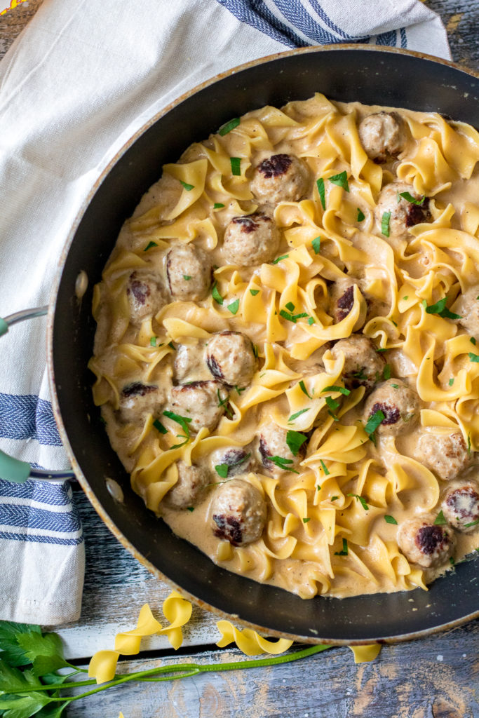 Skillet Swedish Meatballs are a hearty, comforting one pot wonder you will want to make for dinner every week! So easy and delicious.