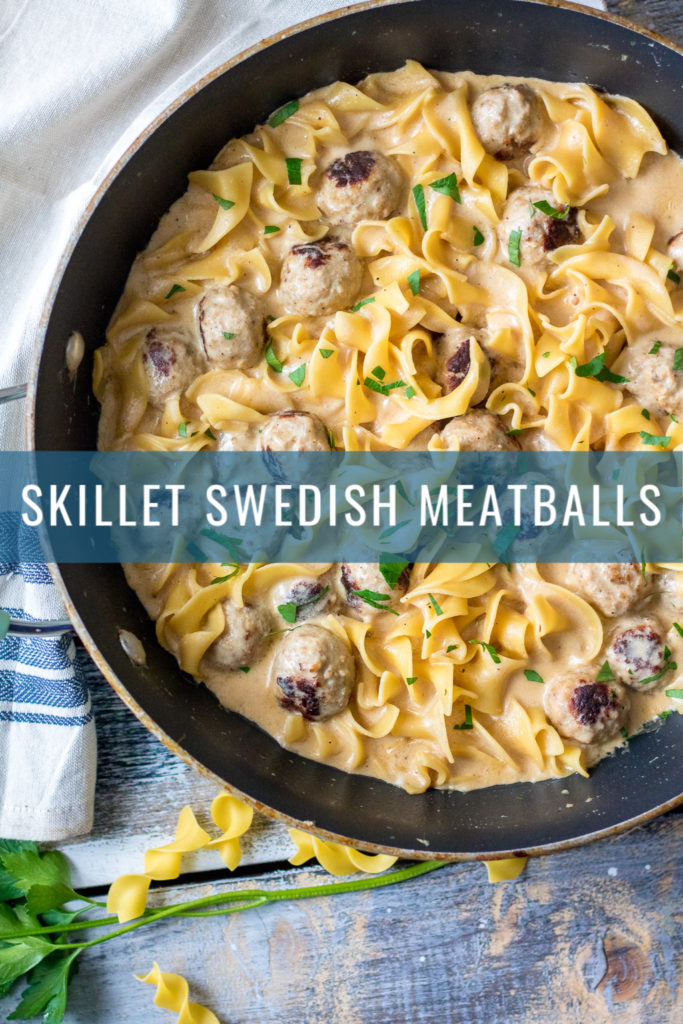 Skillet Swedish Meatballs are a hearty, comforting one pot wonder you will want to make for dinner every week! So easy and delicious.