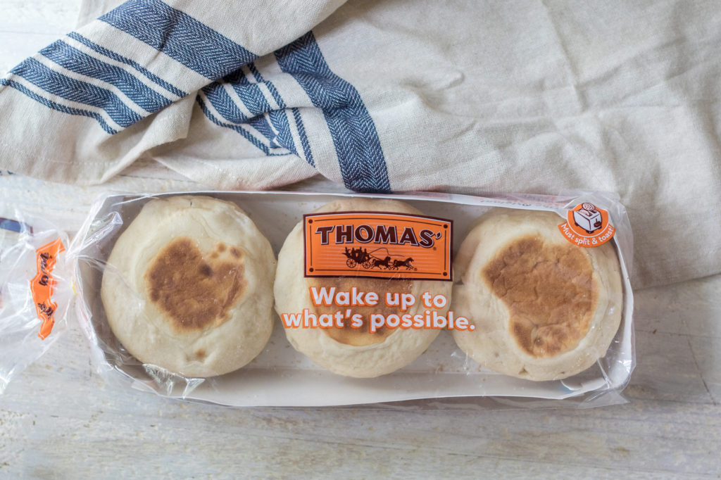 Lemon English Muffin French Toast is our new favorite breakfast. The nooks and crannies of the English Muffin is perfect for the tart lemon curd!