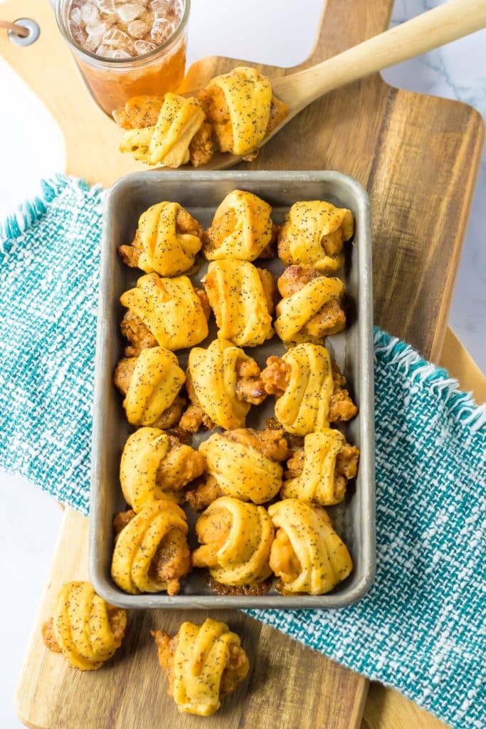 Glazed Chicken Bites in a pan