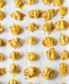 Glazed Chicken Bites on a sheet pan with glaze on top