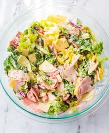 Hoagie dip all mixed together in a bowl