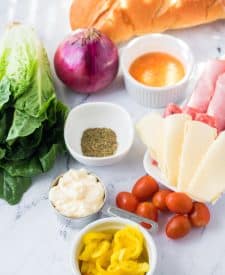 Hoagie dip ingredients laid out