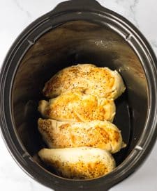 Browned chicken in the slow cooker