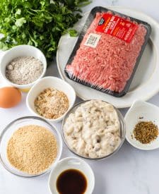 Slow Cooker Smothered Hamburgers Ingredient Shot