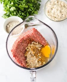 Slow Cooker Smothered Hamburgers ingredients in glass bowl