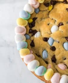 Easter Cookie Cake with cadbury eggs around the edge