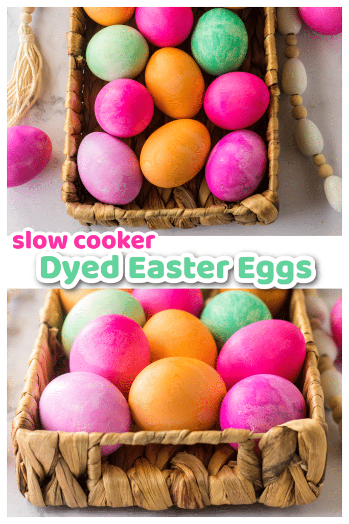 Pinterest Pin of Slow Cooker Dyed Easter Eggs