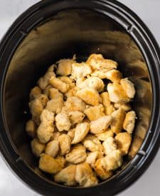Slow Cooker Cashew Chicken breaded fried chicken in the slow cooker