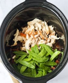 Slow Cooker Chicken Lo Mein ingredients in slow cooker