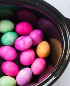 Slow Cooker Dyed Easter Eggs in slow cooker