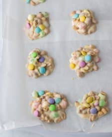 Slow Cooker Easter Candy scooped out onto parchment paper