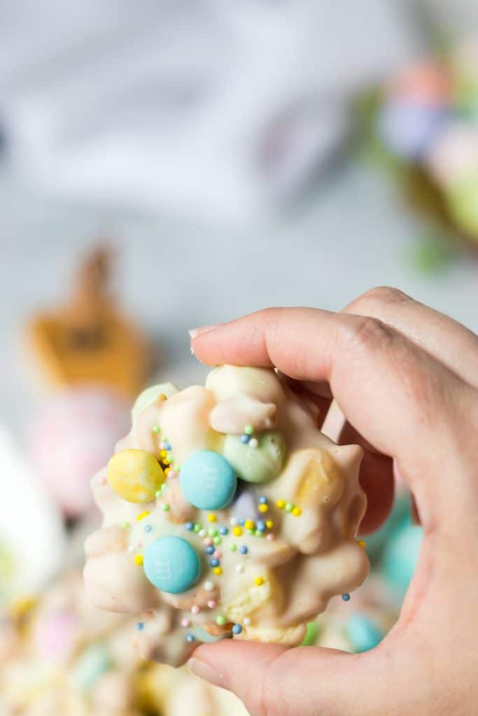 Slow Cooker Easter Candy close up of hand holding one