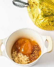 Ingredients for glaze in a pot