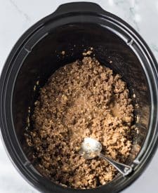 Slow Cooker Mississippi Sloppy Joes in slow cooker mixed up