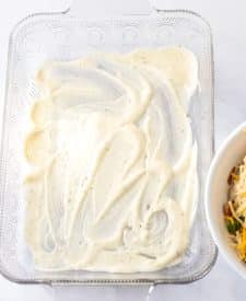 Crack Chicken Stuffed Shells sauce in the bottom of the pan