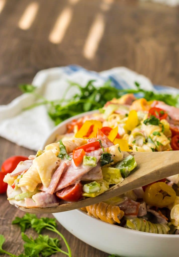 Hoagie Sub Pasta Salad in a spoon