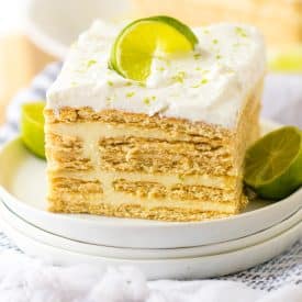 Key Lime Icebox Cake slice on white plates