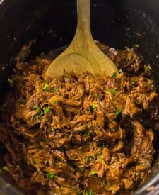 Slow Cooker BBQ Beef Sandwiches in slow cooker