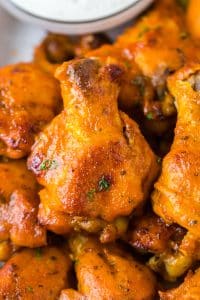 Close up of Slow Cooker Buffalo Ranch Chicken Wings