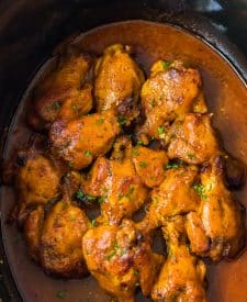 Slow Cooker Buffalo Ranch Chicken Wings cooked in slow cooker