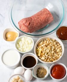 Slow Cooker Easy Meatloaf ingredients laid out