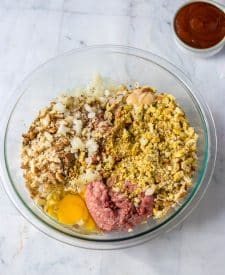 Slow Cooker Easy Meatloaf ingredients in a bowl