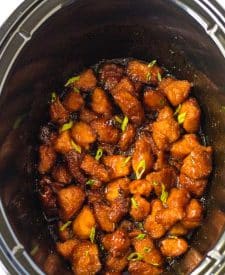 Slow Cooker Firecracker Chicken cooked in slow cooker